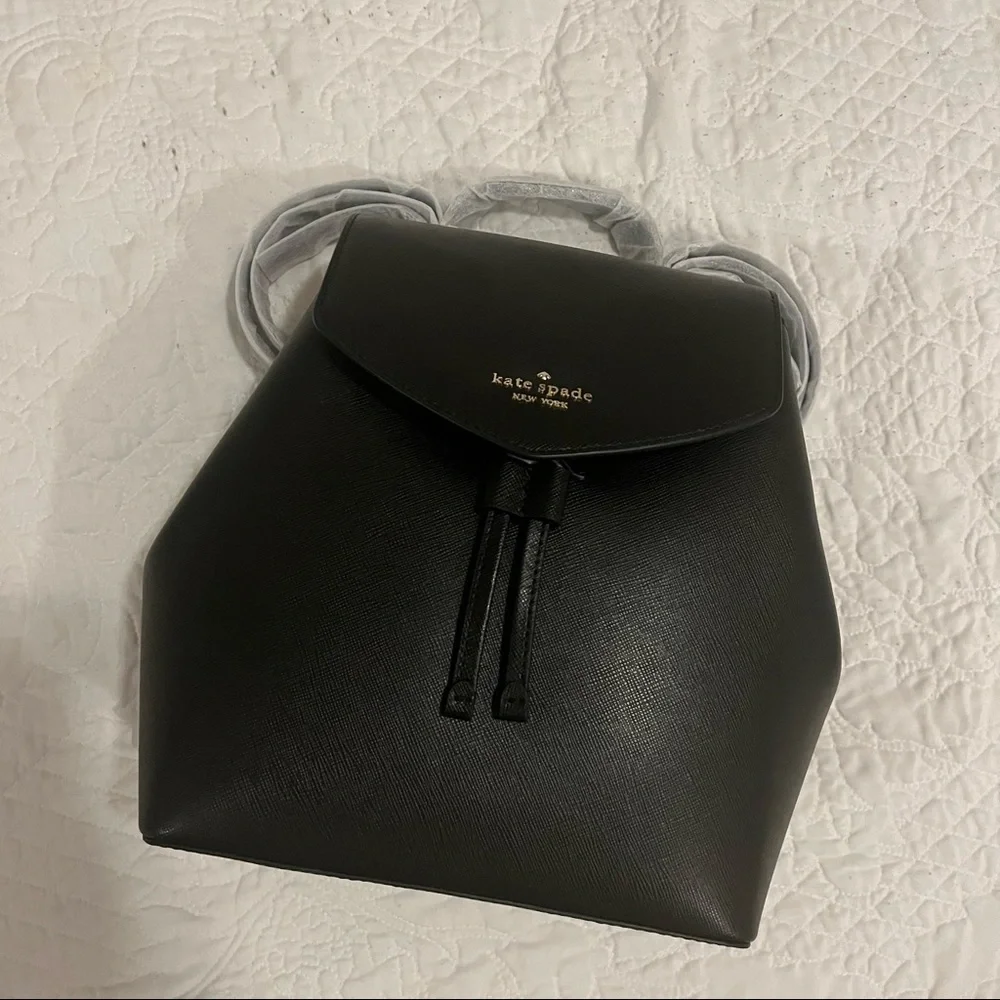 NWT Kate Spade Medium Flap Adjustable Black Backpack